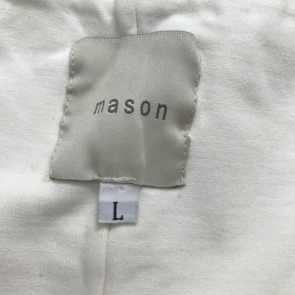 MASON WOMENS WHITE SHEATH DRESS OFF SHOULDER JERSEY MIDI NYE PARTY LARGE - Picture 5 of 9